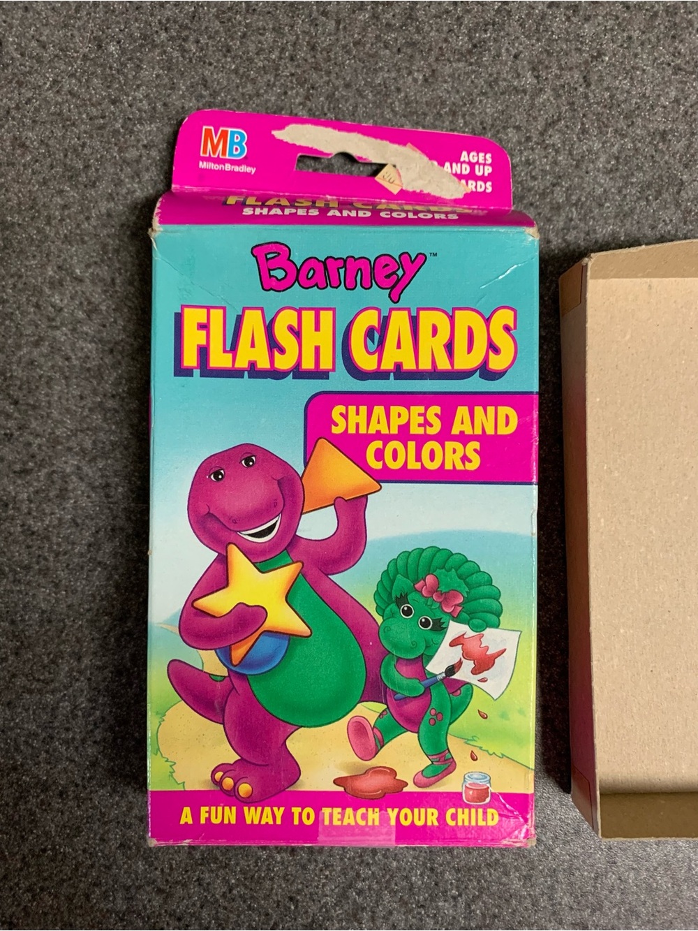 Vintage Barney Baby Bop 1993 Shapes Colors 48 4x6 Flash Cards Milton Bradley